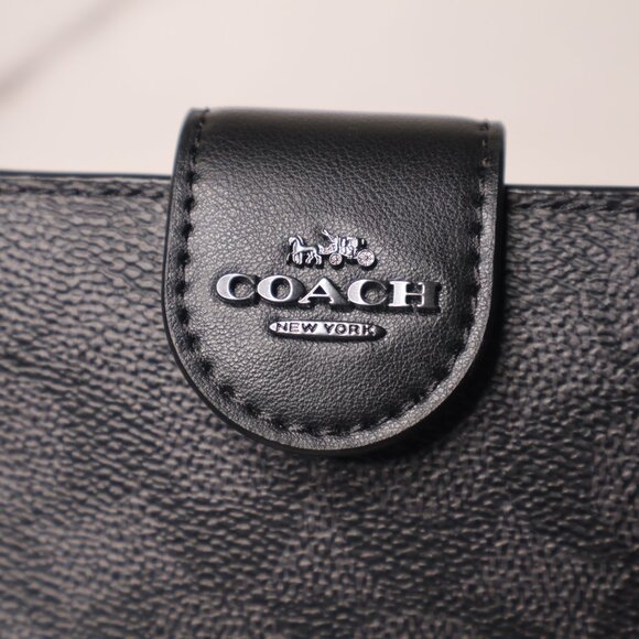 COACH Medium Corner Zip Wallet In Signature Canvas - Picture 6 of 10
